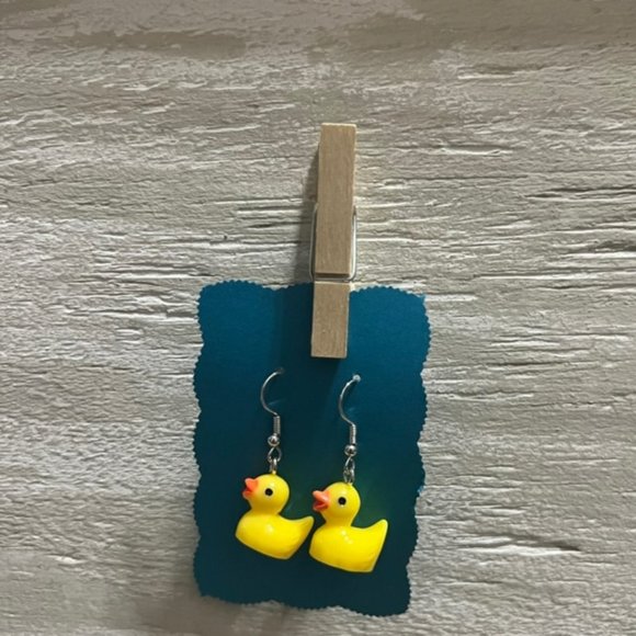 Jewelry - New Yellow Resin Rubber Duck Earrings